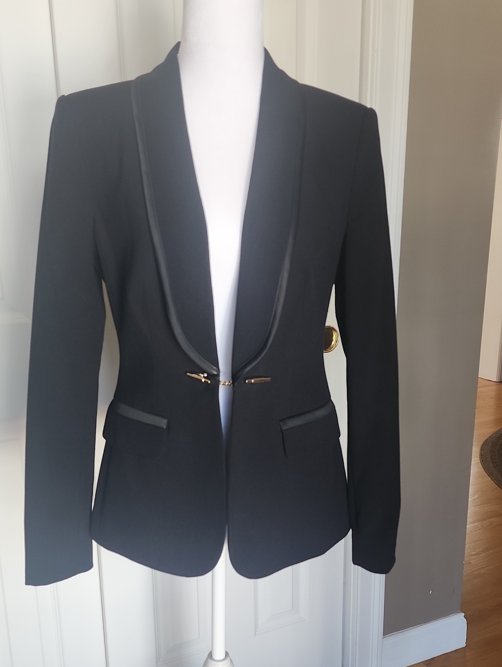 Ivanka Trump Black Tailored Tuxedo-Style Blazer with Satin Trim
